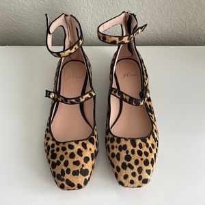 J.Crew leopard ballet flats calf hair shoes Size 8.5